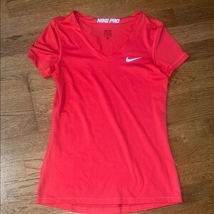 Nike Red Fitted V-Neck Short Sleeve T-Shirt